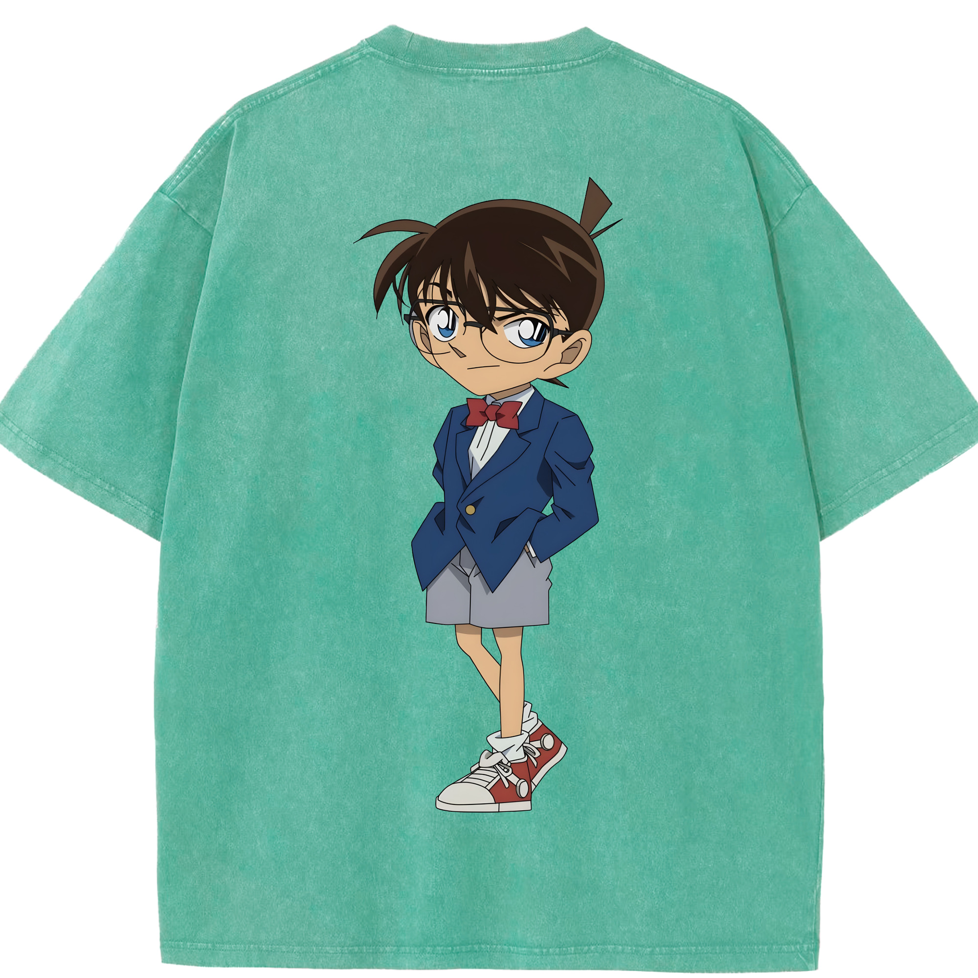 （画像用） 名探偵コナン 江戸川 コナン Detective Conan Conan Edogawa 綿100% ヴィンテージ風 半袖Tシャツ（背面プリント）